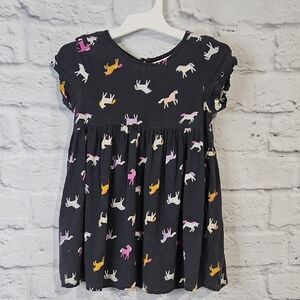 Cat & Jack Black Dress with Colorful Unicorn Animal Print